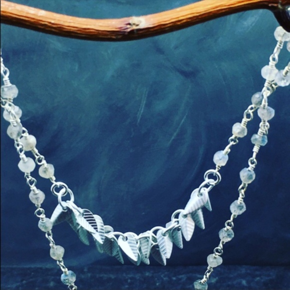 Silver leaves and Labradorite necklace